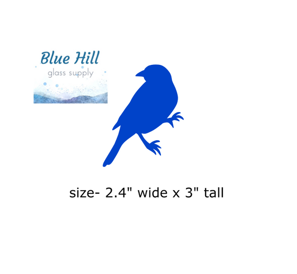 Bird Fusible Glass Precut - 96 COE - 90 COE  Glass - For fused glass - Stained Glass - Mosaic Art - Glass Art Supplies - Blue bird
