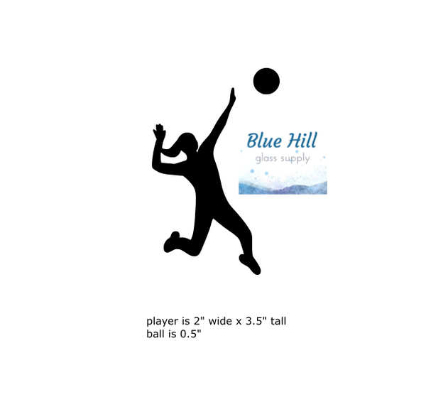 Volleyball Player and Ball Precut Glass Shape - People Glass Precut - Sport - For Mosaics - Fusible - 90 COE - 96 COE - Fusing
