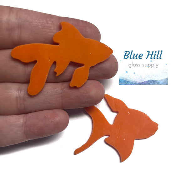 Goldfish Fusible Glass Precut - 96 COE - 90 COE - For fused glass - Stained Glass - Mosaic Art - Art Supplies - Aquarium Scene - Ocean