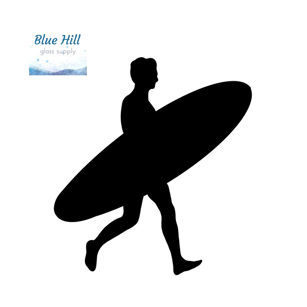 Surfer Walking Precut Glass Shape - People Glass Precut - Sport - For Mosaics - Fusible - 90 COE - 96 COE - Stained glass