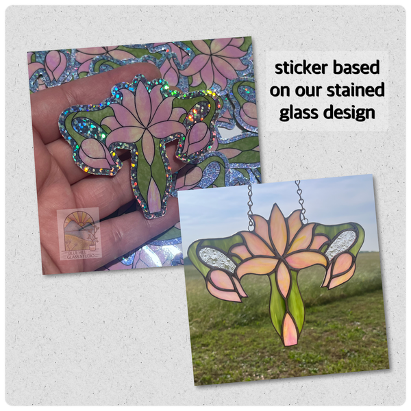 Blossoming Lotus Glitter Sticker - Female Reproductive System Art