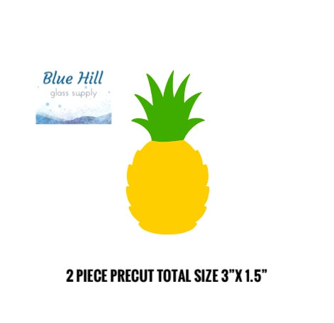 Pineapple 2 piece Precut Glass - 90 COE or 96 COE - Precut glass for artists - Mosaics - Stained Glass - Fused Glass - Fruit - Friendship