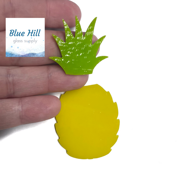 Pineapple 2 piece Precut Glass - 90 COE or 96 COE - Precut glass for artists - Mosaics - Stained Glass - Fused Glass - Fruit - Friendship