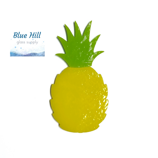 Pineapple 2 piece Precut Glass - 90 COE or 96 COE - Precut glass for artists - Mosaics - Stained Glass - Fused Glass - Fruit - Friendship