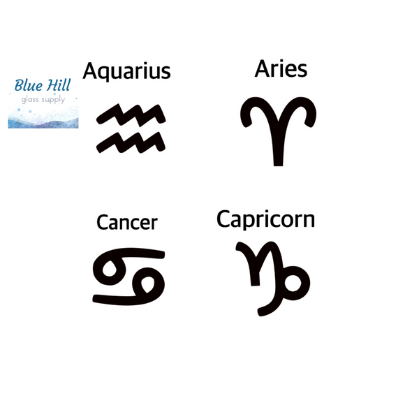 Zodiac Fusible Glass Precut Shapes - ONE Precut - Choose your Zodiac Symbol - 96 COE - 90 COE - For Mosaics, Fusing, Stained Glass Art