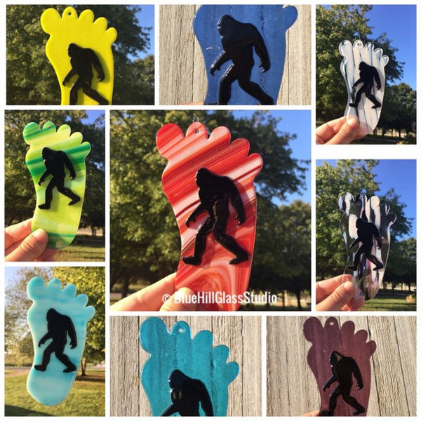 Bigfoot Fused Glass Sun Catchers in Multiple Colors - Sasquatch Window Hanging - Ornament