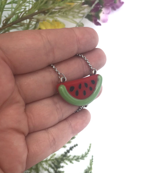 Watermelon Fused Glass Necklace