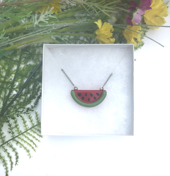 Watermelon Fused Glass Necklace
