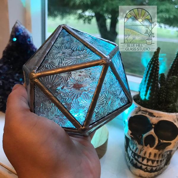 D20 Icosahedron Stained Glass Nightlight