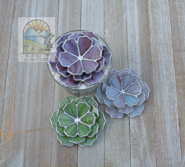 Succulent Ring Holder Stained Glass - Cactus Flower Home Decor