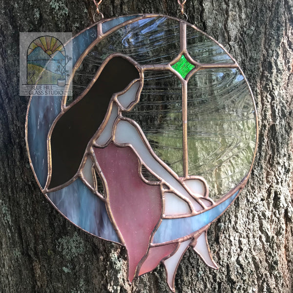 Lady in the Moon Stained Glass Sun Catcher