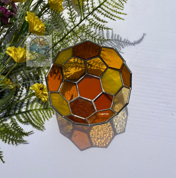 Honeycomb Stained Glass Trinket Dish - Honeycomb Bowl - Honeycomb Candle Holder 3D Stained Glass
