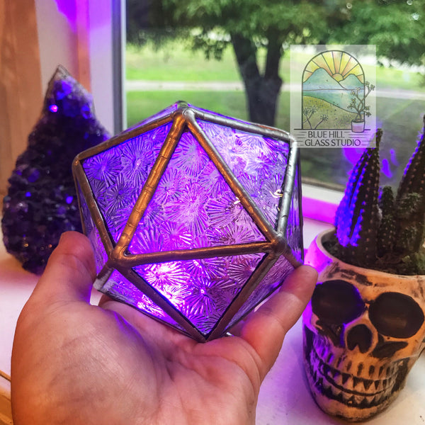 D20 Icosahedron Stained Glass Nightlight