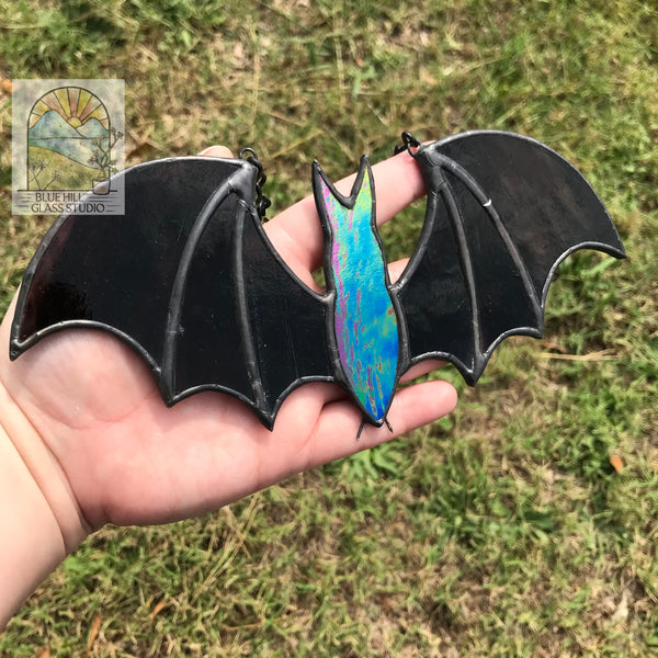 Deep Purple Bat Stained Glass Sun Catcher - Halloween - Spooky Art