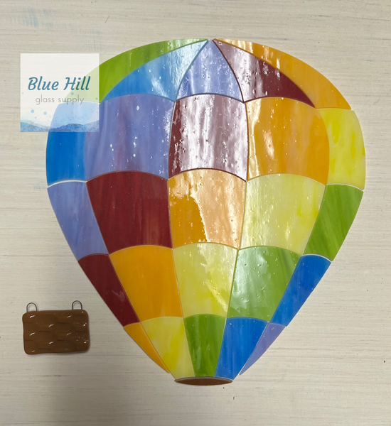 Hot Air Balloon Precut Stained Glass Kit - DIY Crafts - Rainbow Balloon with Fused Glass Basket - Includes Pattern - Materials List