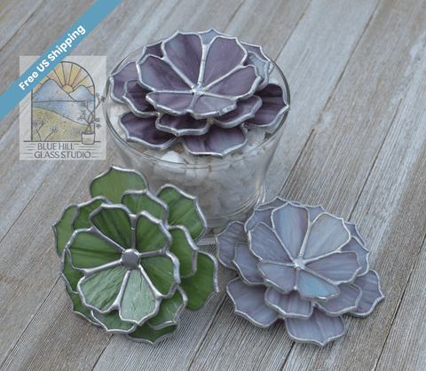 Succulent Ring Holder Stained Glass - Cactus Flower Home Decor