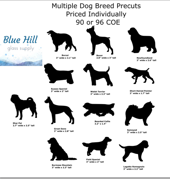 Multiple Breed Dog Fusible Glass Precut - 96 COE or 90 COE- For fused glass - Stained Glass - Mosaic Art - Glass Art Supplies