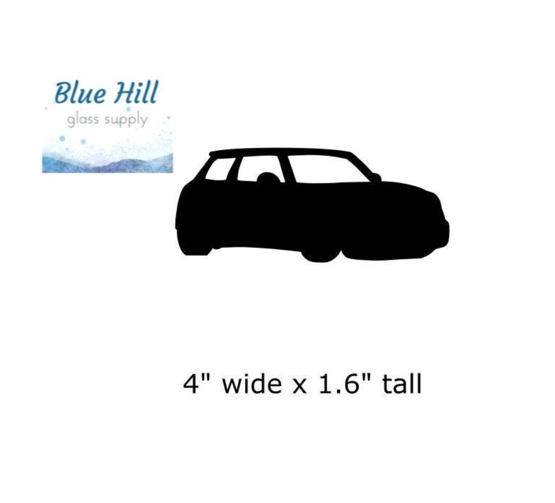 a black car with a blue hill logo on it