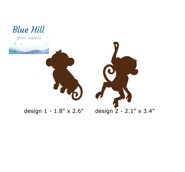 Monkey Fusible Glass Precut - 96 COE - 90 COE Glass - For fused glass - Stained Glass - Mosaic Art - Glass Art Supplies - Monkeys