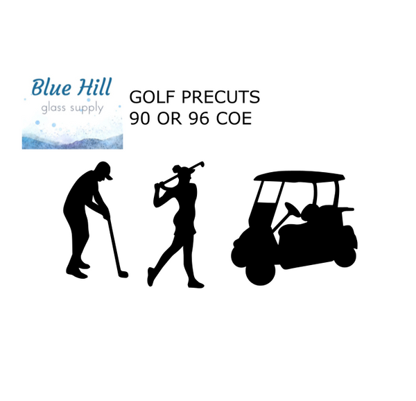 Golf Precut Glass Shape - Golfer - Golf Cart Precut - Sport - For Mosaics - Fusible - 90 COE - 96 COE - Stained glass