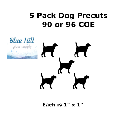 Dog 5 Pack Fusible Glass Precut - 96 COE or 90 COE - For fused glass - Stained Glass - Mosaic Art - Glass Art Supplies - Lab