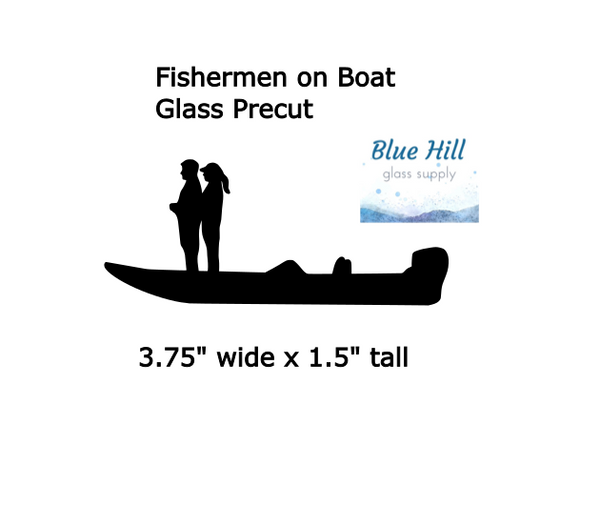 Fishermen On Boat Precut Glass Shape - People Glass Precut - Boating - For Mosaics - Fusible - 90 COE - 96 COE - Stained glass