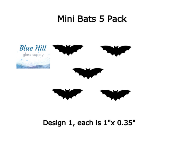 Bat 5 Pack Fusible Glass Precut - 96 COE Oceanside - 90 COE Bullseye - Halloween Precut - fused glass - Stained Glass - Mosaic Art - Bats