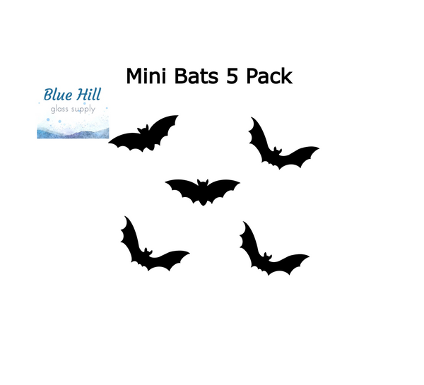 Bat 5 Pack Fusible Glass Precut - 96 COE Oceanside - 90 COE Bullseye - Halloween Precut - fused glass - Stained Glass - Mosaic Art - Bats