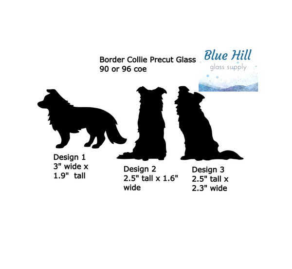 Border Collie Dog Fusible Glass Precut - 96 COE - 90 COE - For fused glass - Stained Glass - Mosaic Art - Glass Art Supplies