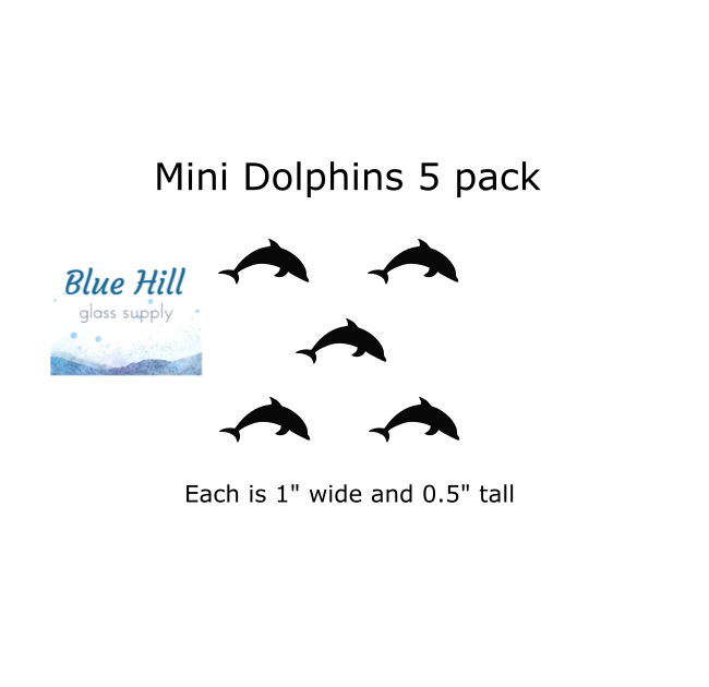 Dolphin 5 Pack Mini Fusible Glass Precuts - 96 COE - 90 COE Glass - For fused glass - Stained Glass - Mosaic Art - Ocean Precut