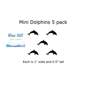 Dolphin 5 Pack Mini Fusible Glass Precuts - 96 COE - 90 COE Glass - For fused glass - Stained Glass - Mosaic Art - Ocean Precut