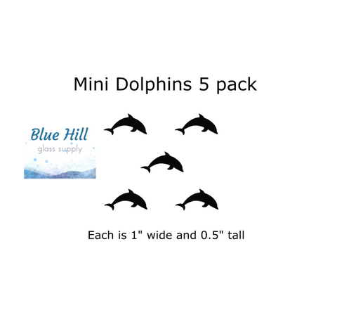 Dolphin 5 Pack Mini Fusible Glass Precuts - 96 COE - 90 COE Glass - For fused glass - Stained Glass - Mosaic Art - Ocean Precut