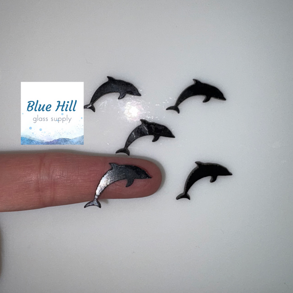 Dolphin 5 Pack Mini Fusible Glass Precuts - 96 COE - 90 COE Glass - For fused glass - Stained Glass - Mosaic Art - Ocean Precut