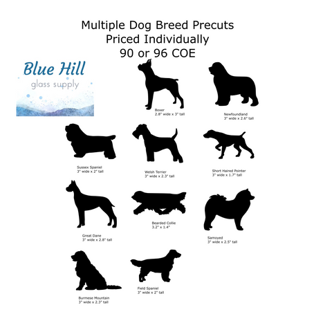 Multiple Breed Dog Fusible Glass Precut - 96 COE or 90 COE- For fused glass - Stained Glass - Mosaic Art - Glass Art Supplies