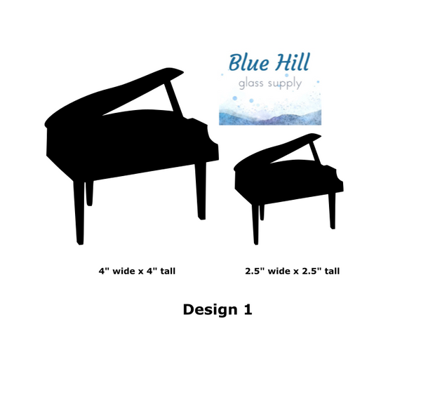 Piano Baby Grand Precut Glass Shape - for Glass Art - Mosaic Art - Stained Glass - Kiln fusible 96 coe or 90 coe - Musical Instrument