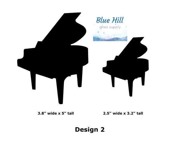 Piano Baby Grand Precut Glass Shape - for Glass Art - Mosaic Art - Stained Glass - Kiln fusible 96 coe or 90 coe - Musical Instrument