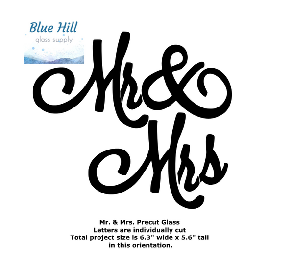 Mr. & Mrs. Precut Glass Letters Shape - For fusing , mosaics , stained glass - 96 COE - 90 COE - Wedding - Marriage - Cake Topper