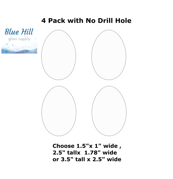 4 Pack Egg Fusible Precut -3.5", 2.5", 1.5" - Ornament Making - Optional Drill Hole - 90 COE or 96 COE - Black, white, clear fused glass