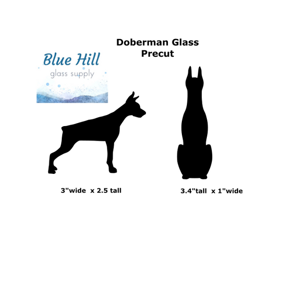 Doberman Dog Fusible Glass Precut - 96 COE - 90 COE - fused glass - Stained Glass - Mosaic Art - Glass Art Supplies