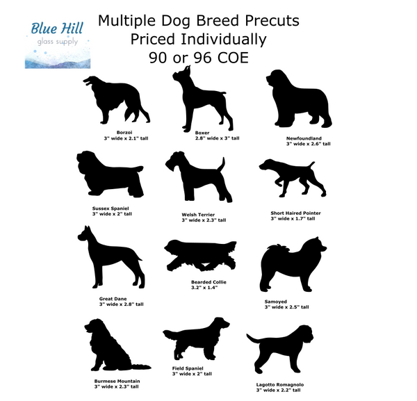 Multiple Breed Dog Fusible Glass Precut - 96 COE or 90 COE- For fused glass - Stained Glass - Mosaic Art - Glass Art Supplies