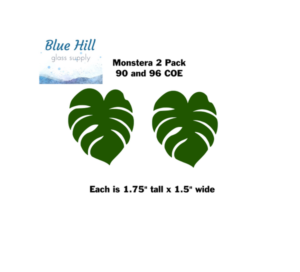 Monstera 2 Pack Fusible Glass Precut - 96 COE - 90 COE - Plants - fused glass - Stained Glass - Mosaic Art - Garden Precut
