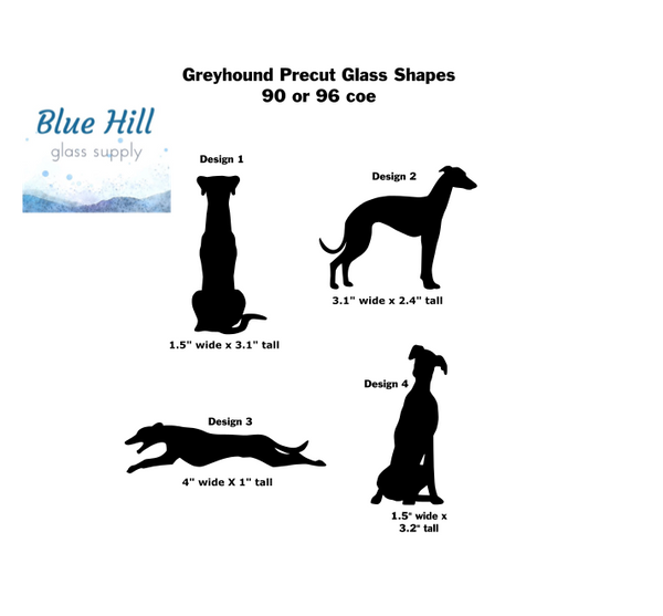 Greyhound Dog Fusible Glass Precut - 96 COE - 90 COE - fused glass - Stained Glass - Mosaic Art - Glass Art Supplies