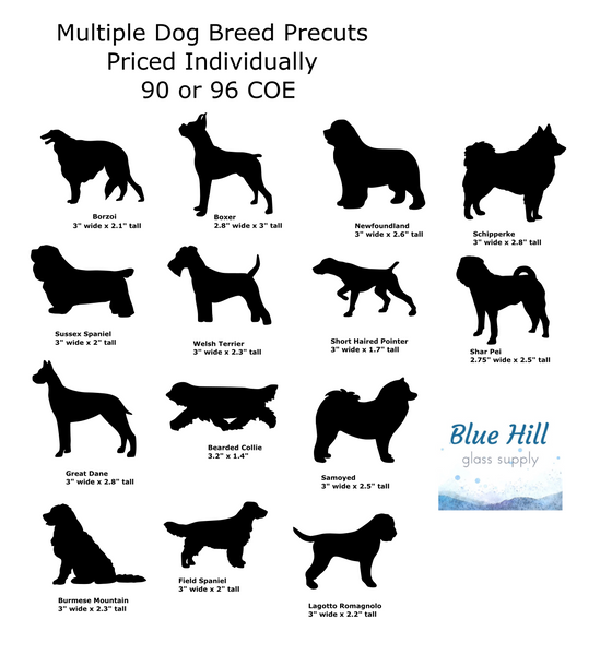 Multiple Breed Dog Fusible Glass Precut - 96 COE or 90 COE- For fused glass - Stained Glass - Mosaic Art - Glass Art Supplies