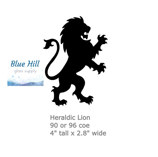 Heraldic Lion Precut Glass Shape- 90 COE or 96 COE - Glass Shape for Fusing or Mosaics