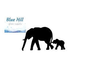 Elephant and Baby 2 Piece Fusible Glass Precut - 96 COE Oceanside  - 90 COE Bullseye Glass - For fused glass - Stained Glass - Mosaic Art - Tails