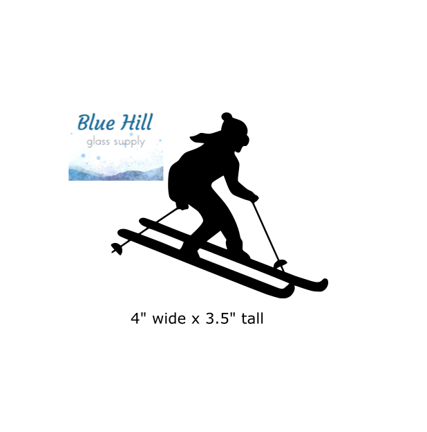 Skier Precut Glass Shape - People Glass Precut - Sport - For Mosaics - Fusible - 90 COE - 96 COE - Stained glass - Skiing Glass - Ski Sport