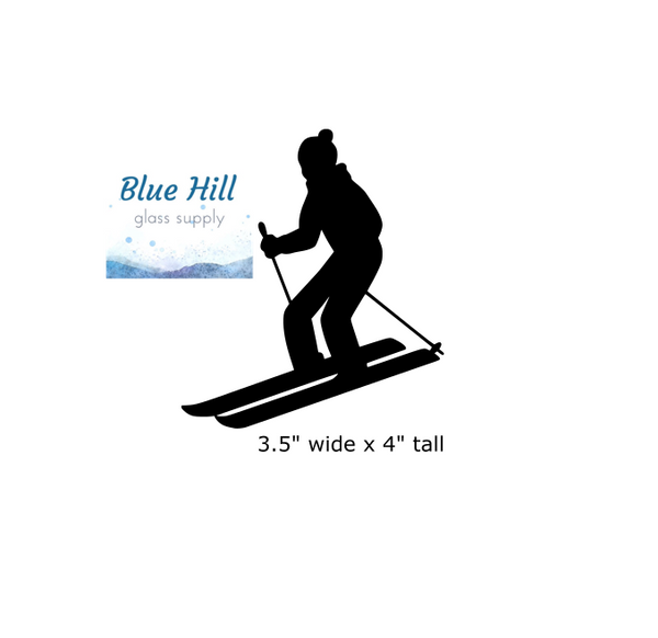 Skier Precut Glass Shape - People Glass Precut - Sport - For Mosaics - Fusible - 90 COE - 96 COE - Stained glass - Skiing Glass - Ski Sport