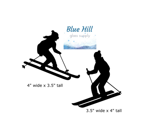 Skier Precut Glass Shape - People Glass Precut - Sport - For Mosaics - Fusible - 90 COE - 96 COE - Stained glass - Skiing Glass - Ski Sport