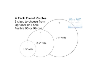 4 Pack Circle Fusible Precut -3.5", 2.5", 1.5" - Ornament Making - Optional Drill Hole - 90 COE or 96 COE - Black, white, clear fused glass