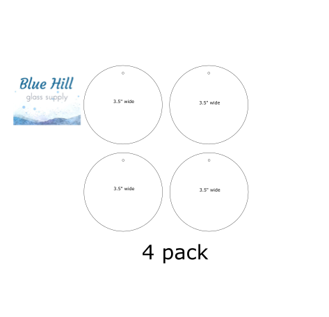 4 Pack Circle Fusible Precut -3.5", 2.5", 1.5" - Ornament Making - Optional Drill Hole - 90 COE or 96 COE - Black, white, clear fused glass